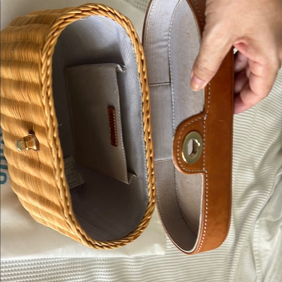 Brown and Tan Woven Tote with Leather Accents - Picture 4 of 6